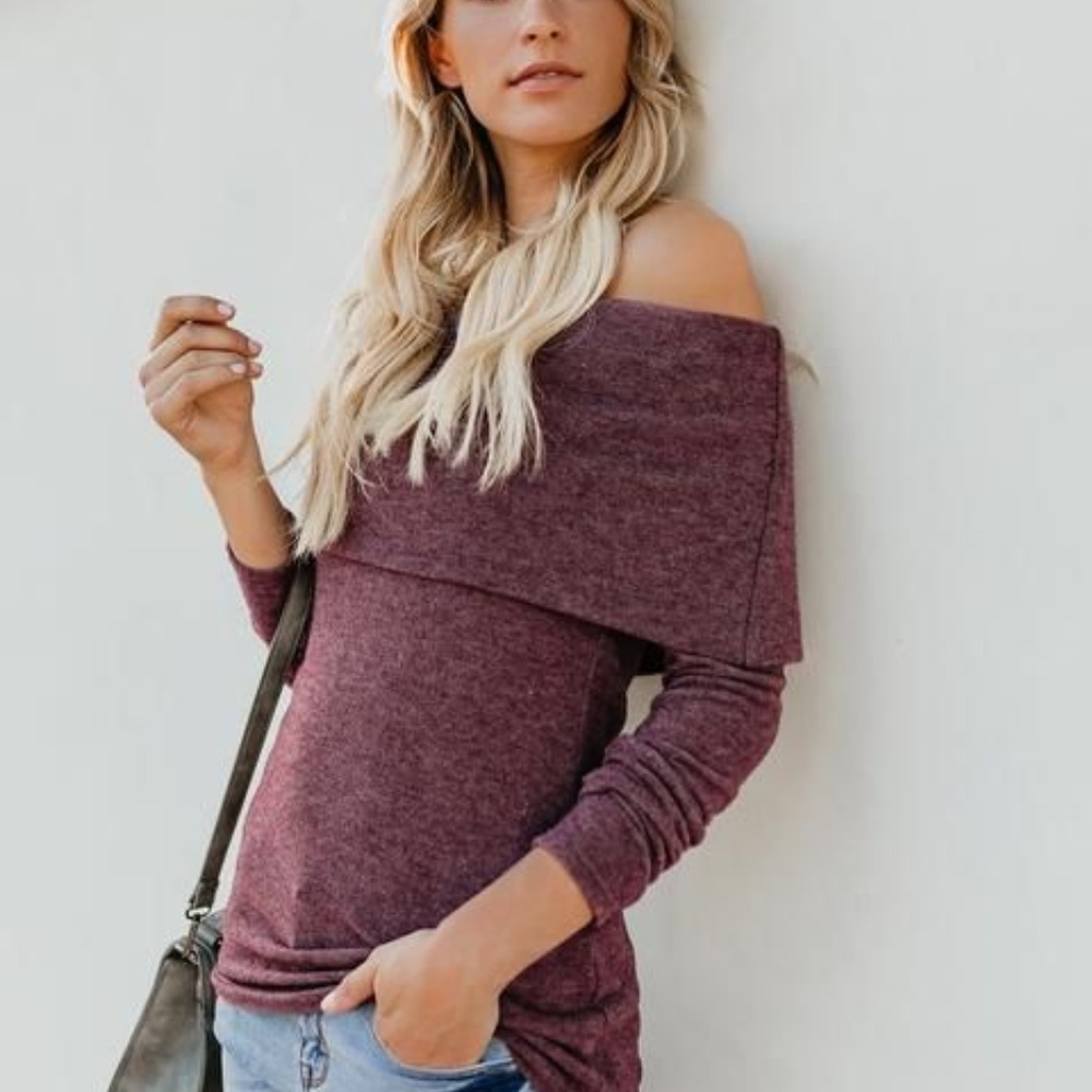 Brushed Knit Off the Shoulders Sweater